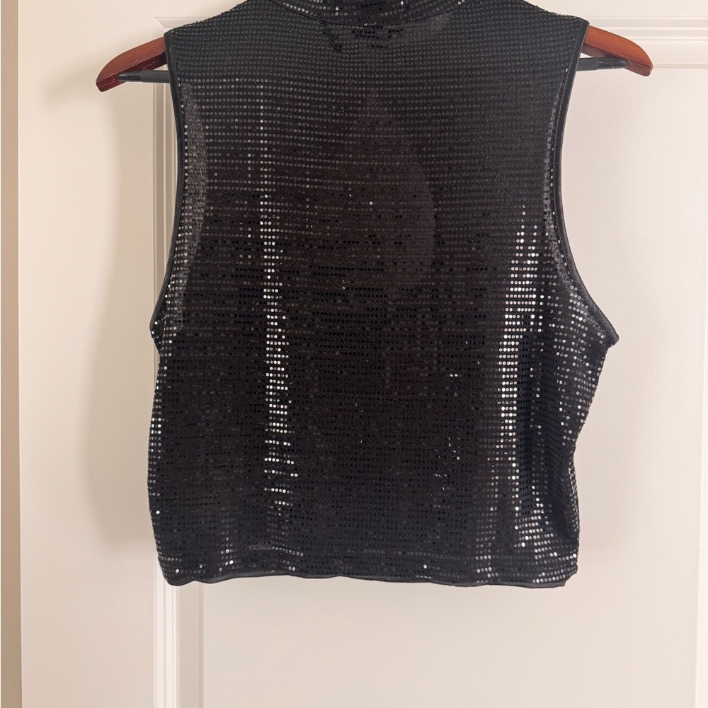 Allegra K Black Sequin Tank Top